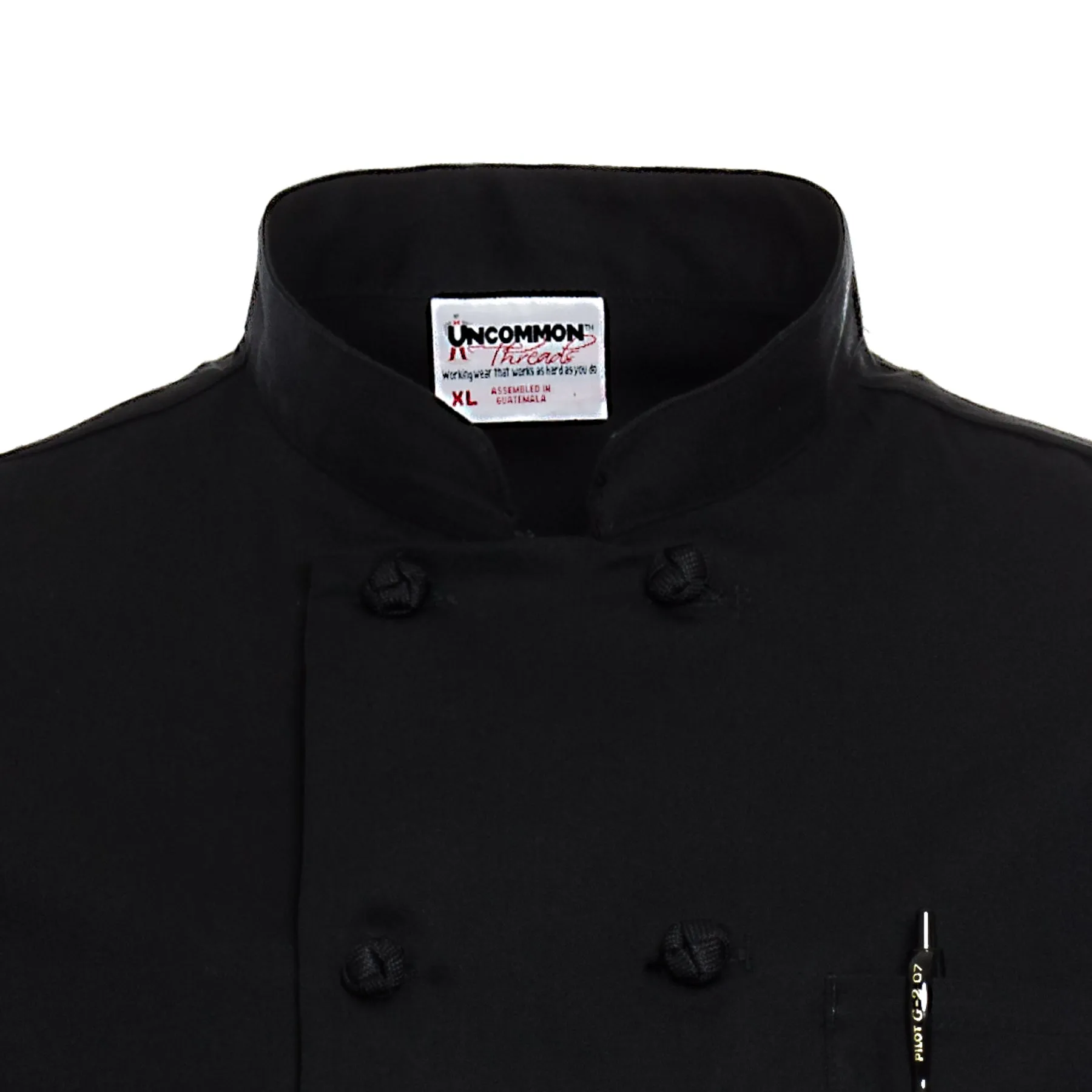 Women's Black Knot-Button Chef Coat 5700W