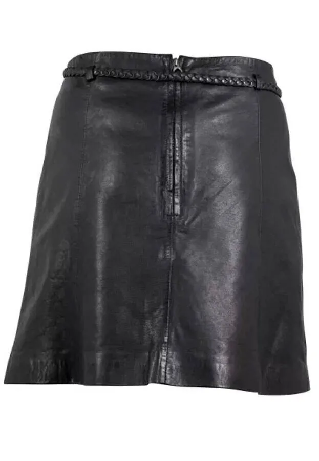 Women's black leather skirt 15030