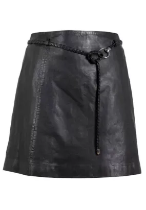 Women's black leather skirt 15030