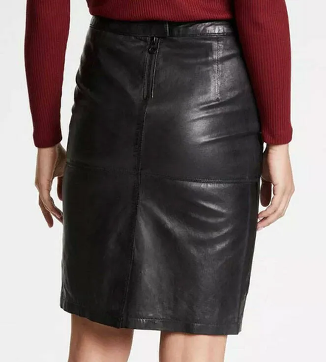 Women's black straight skirt 13726