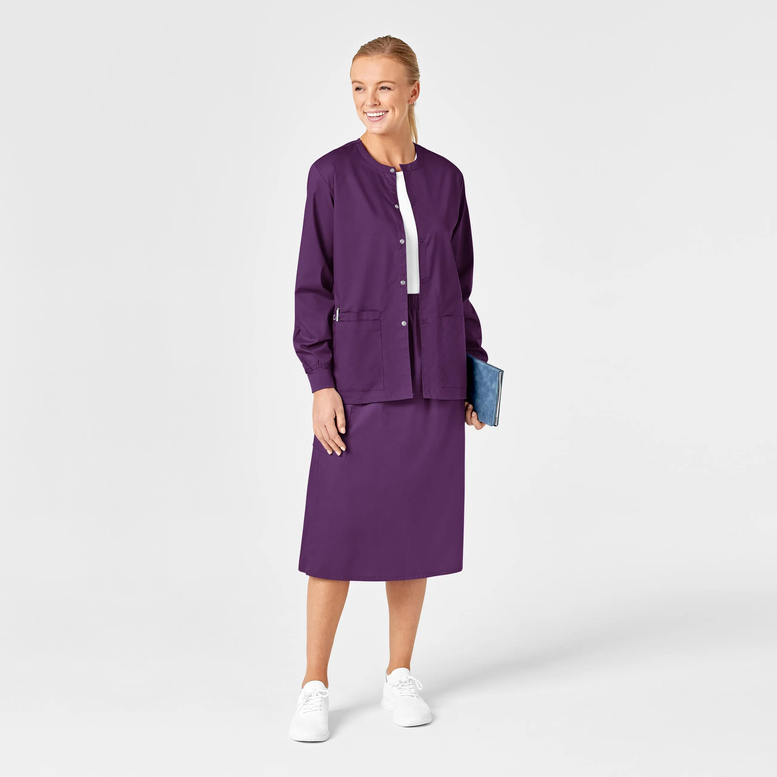 WonderWORK Women's Pull On Cargo Scrub Skirt - Eggplant