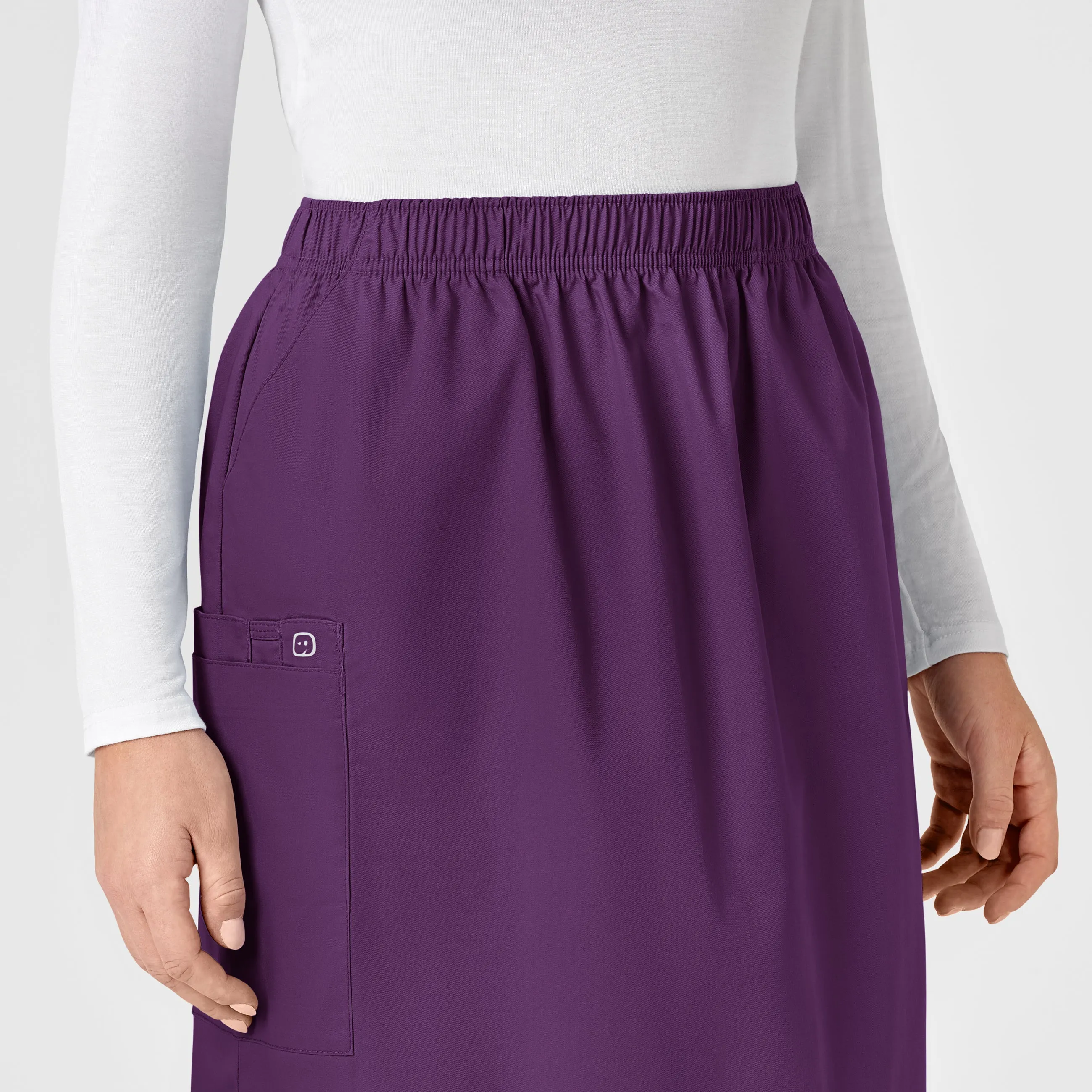 WonderWORK Women's Pull On Cargo Scrub Skirt - Eggplant