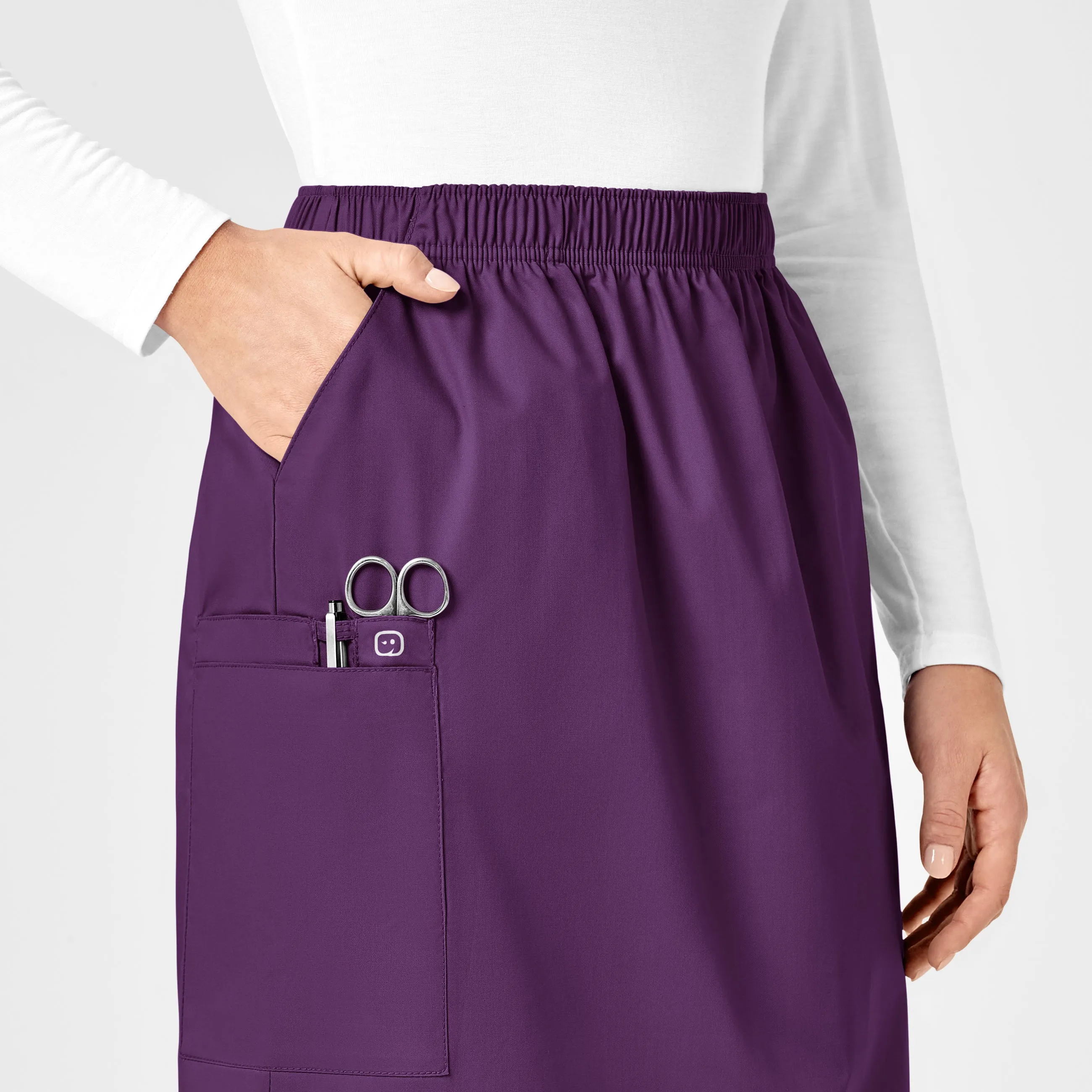 WonderWORK Women's Pull On Cargo Scrub Skirt - Eggplant