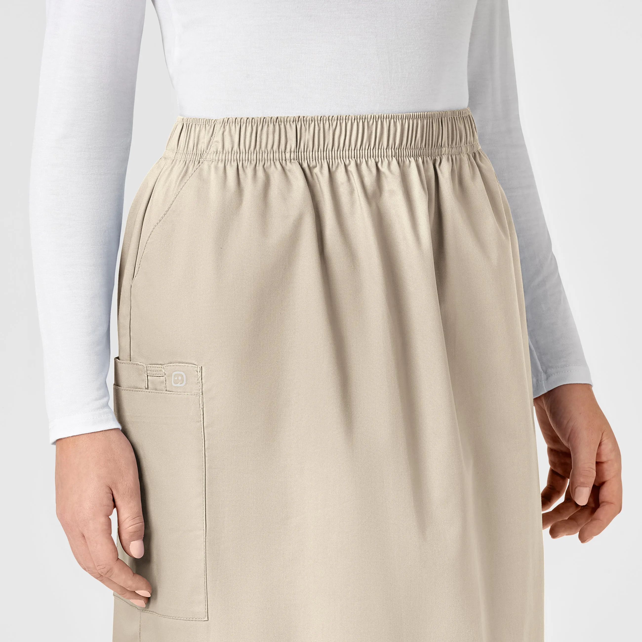 WonderWORK Women's Pull On Cargo Scrub Skirt - Khaki