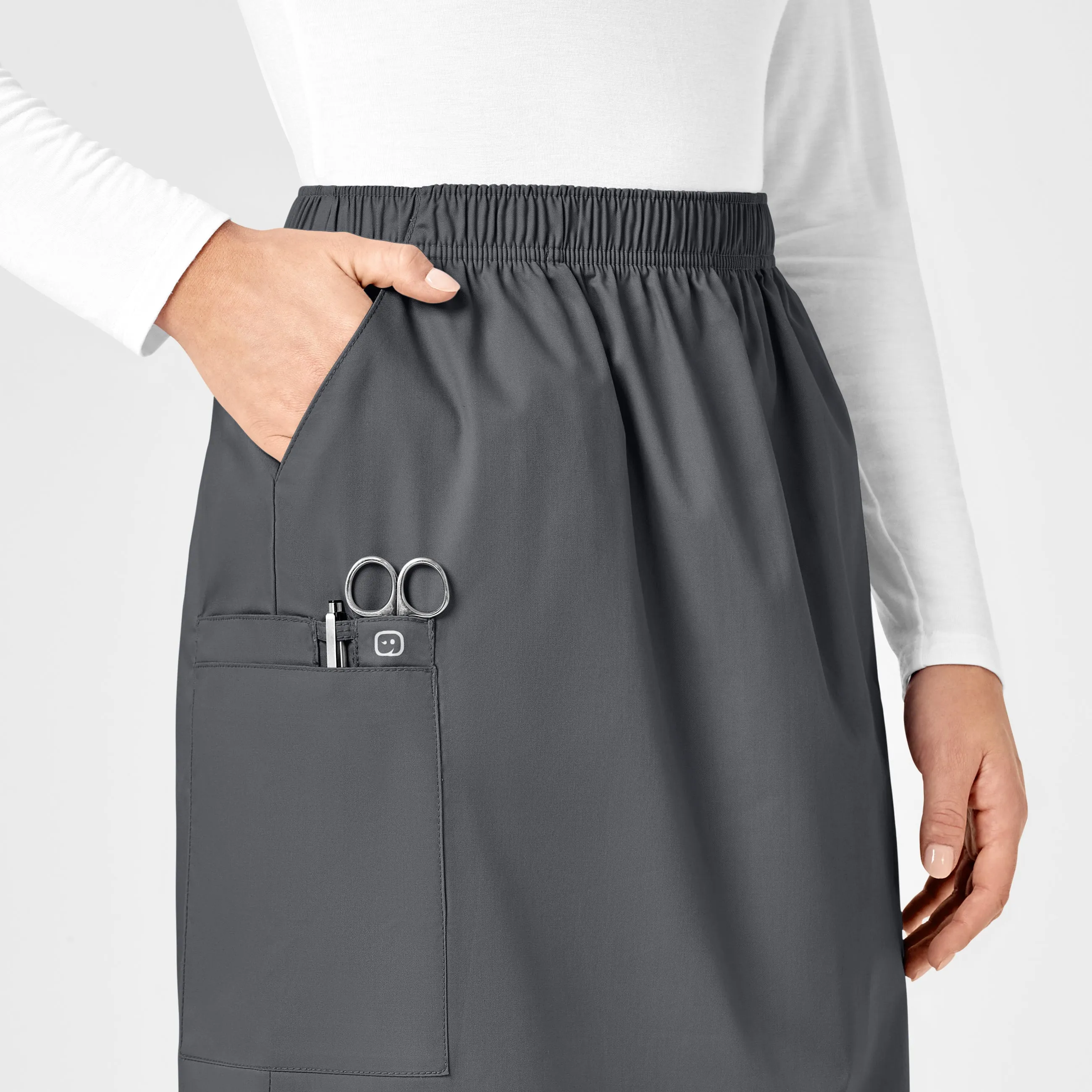 WonderWORK Women's Pull On Cargo Scrub Skirt - Pewter