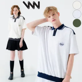 WV PROJECT  |Unisex Street Style V-Neck Bi-color Cotton Short Sleeves