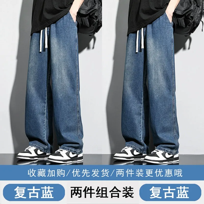 Xituodai Black Summer Thin American Boys Straight-leg Denim