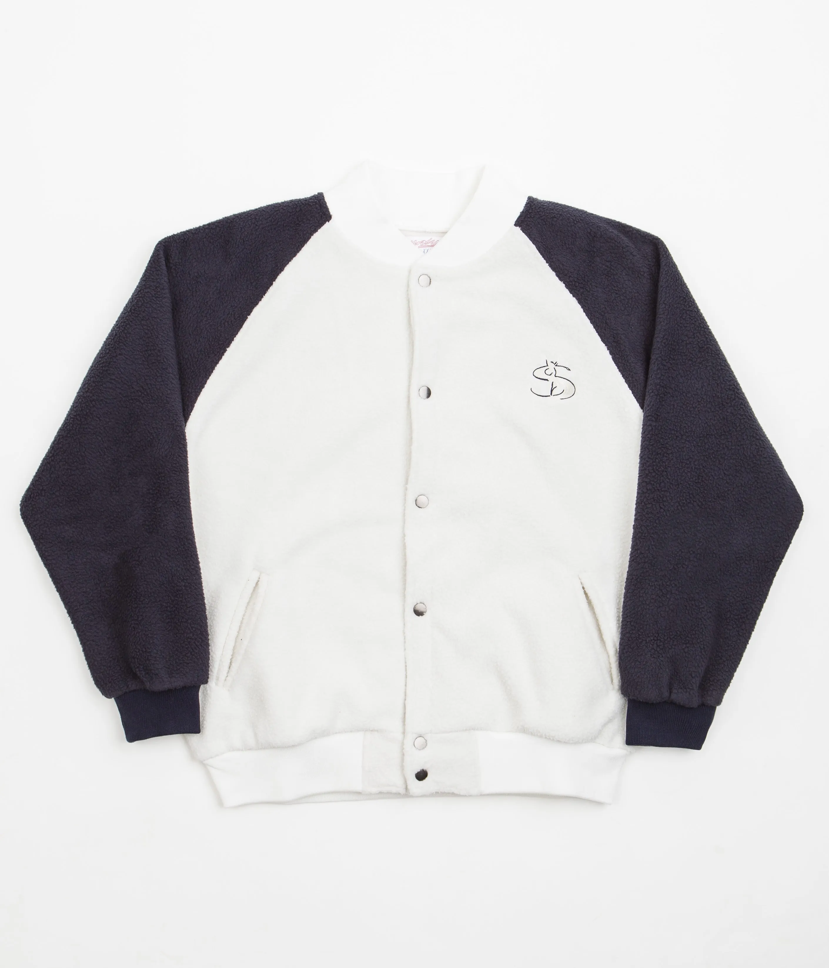 Yardsale Fleece Bomber Jacket - White / Navy